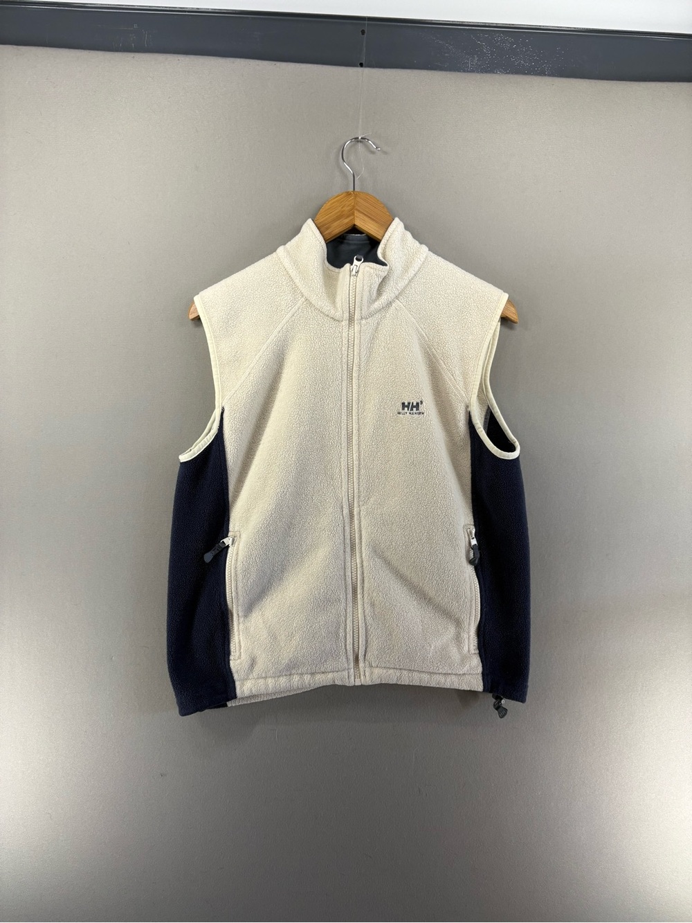 Helly Hansen Vest Womens Cream/Blue Size Medium Fleece Hiking Outdoor